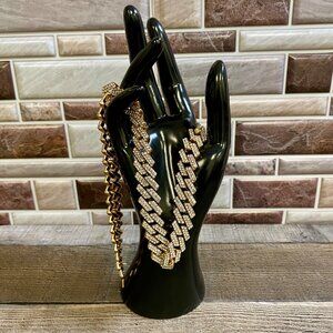 Iced Out Gold Plated Cuban Link Hip Hop Necklace 18" 14MM Cuban Bling